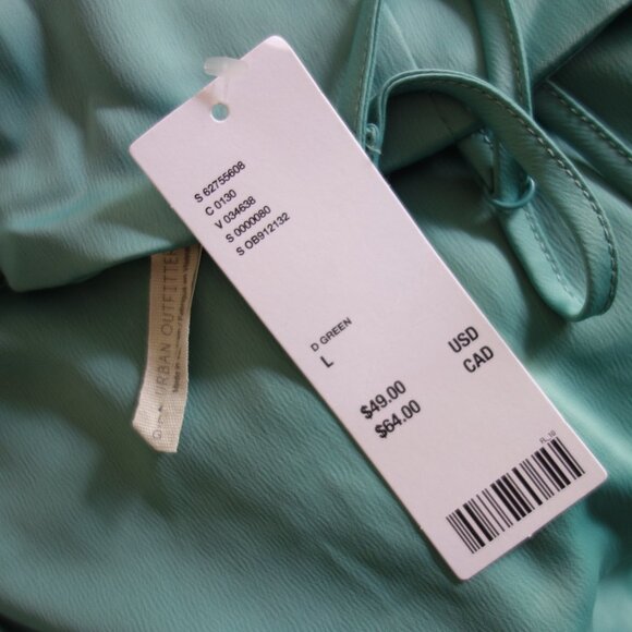 NWT $49 URBAN OUTFITTERS Satiny Cowl Neck Sage Green Slip Dress – Large - Picture 5 of 7